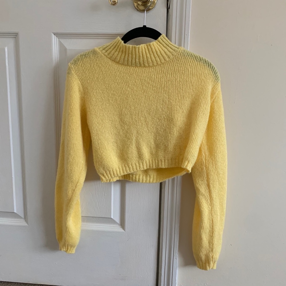 Nasty gal Cropped Yellow Knit Turtleneck